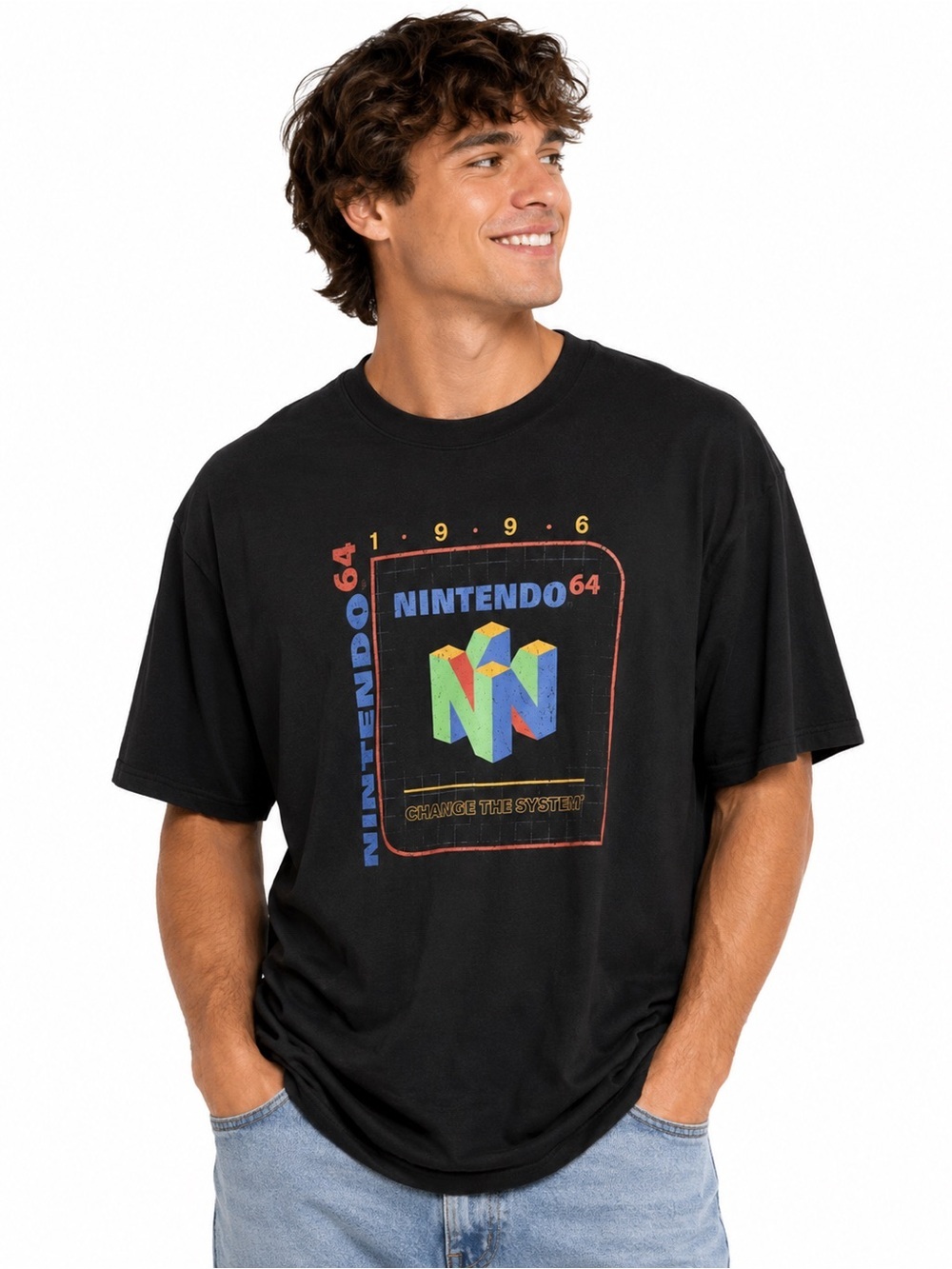Nintendo 64 N64 Change The System Graphic T Shirt Black XXL Retro Gaming